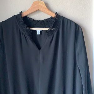 Plus Size Black Peasant Long Sleeve Dress